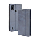For ZTE Blade A51 Magnetic Buckle Retro Crazy Horse Texture Horizontal Flip Leather Case with Holder & Card Slots & Photo Frame(Blue)