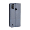 For ZTE Blade A51 Magnetic Buckle Retro Crazy Horse Texture Horizontal Flip Leather Case with Holder & Card Slots & Photo Frame(Blue)