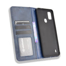 For ZTE Blade A51 Magnetic Buckle Retro Crazy Horse Texture Horizontal Flip Leather Case with Holder & Card Slots & Photo Frame(Blue)
