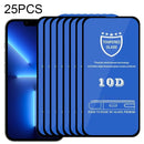 25 PCS 9H 10D Full Screen Tempered Glass Screen Protector For iPhone 13 / 13 Pro(Black)