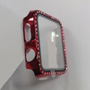 Electroplating PC Single Row Diamond Protective Case with Tempered Glass Film For Apple Watch Series 6 & SE & 5 & 4 44mm(Red)