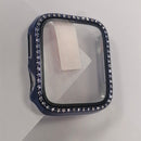 Electroplating PC Single Row Diamond Protective Case with Tempered Glass Film For Apple Watch Series 6 & SE & 5 & 4 44mm(Blue)