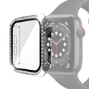 Electroplating PC Single Row Diamond Protective Case with Tempered Glass Film For Apple Watch Series 6 & SE & 5 & 4 44mm(Transparent)