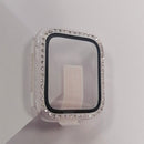 Electroplating PC Single Row Diamond Protective Case with Tempered Glass Film For Apple Watch Series 6 & SE & 5 & 4 44mm(Transparent)