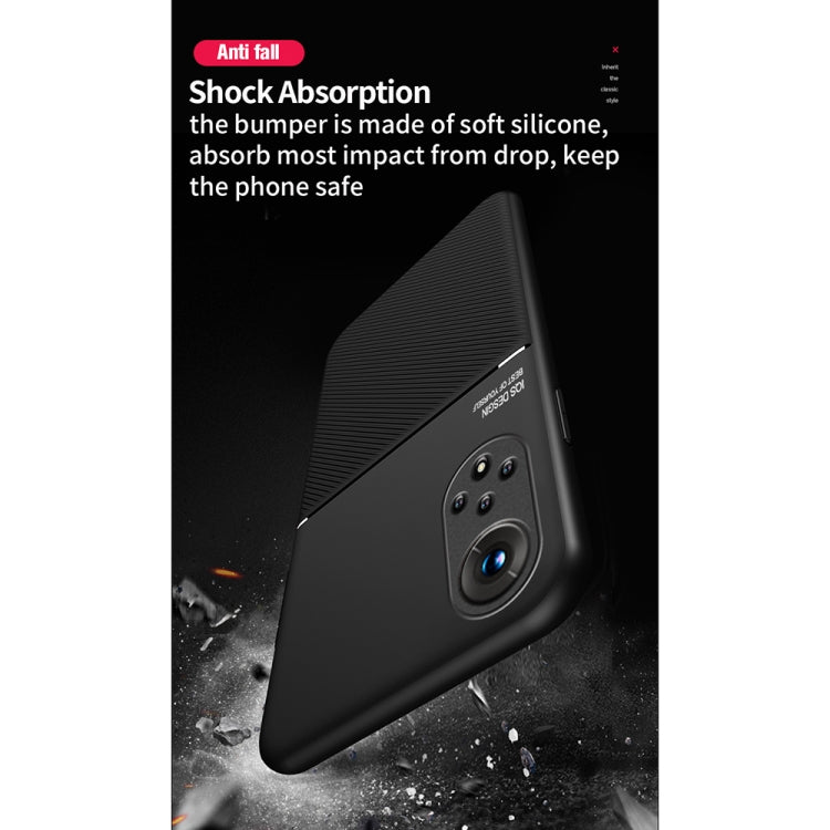 Classic Tilt Strip Grain Magnetic Shockproof PC + TPU Case For Honor 50(Blue)