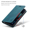 AutSpace A01 Retro Skin-feel Crazy Horse Texture Horizontal Flip Leather Case with Holder & Card Slots & Wallet & RFID For iPhone 13(Blue)