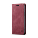 AutSpace A01 Retro Skin-feel Crazy Horse Texture Horizontal Flip Leather Case with Holder & Card Slots & Wallet & RFID For iPhone 13(Wine Red)