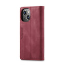 AutSpace A01 Retro Skin-feel Crazy Horse Texture Horizontal Flip Leather Case with Holder & Card Slots & Wallet & RFID For iPhone 13(Wine Red)