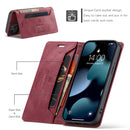 AutSpace A01 Retro Skin-feel Crazy Horse Texture Horizontal Flip Leather Case with Holder & Card Slots & Wallet & RFID For iPhone 13(Wine Red)