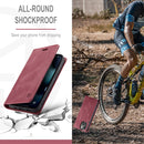 AutSpace A01 Retro Skin-feel Crazy Horse Texture Horizontal Flip Leather Case with Holder & Card Slots & Wallet & RFID For iPhone 13(Wine Red)
