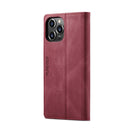 AutSpace A01 Retro Skin-feel Crazy Horse Texture Horizontal Flip Leather Case with Holder & Card Slots & Wallet & RFID For iPhone 13 Pro Max(Wine Red)