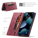 AutSpace A01 Retro Skin-feel Crazy Horse Texture Horizontal Flip Leather Case with Holder & Card Slots & Wallet & RFID For iPhone 13 Pro Max(Wine Red)