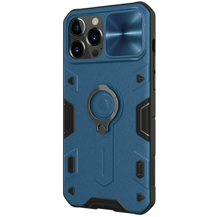 NILLKIN Shockproof CamShield Armor Protective Case with Invisible Ring Holder For iPhone 13 Pro Max(Blue)