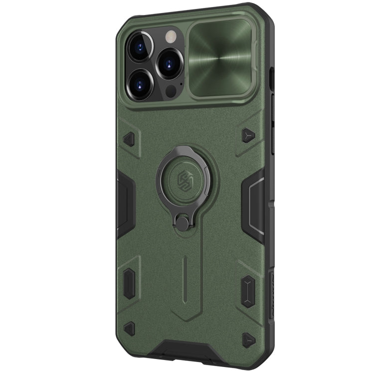 NILLKIN Shockproof CamShield Armor Protective Case with Invisible Ring Holder For iPhone 13 Pro Max(Green)