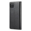 LC.IMEEKE Carbon Fiber PU + TPU Horizontal Flip Leather Case with Holder & Card Slot & Wallet For Samsung Galaxy A22 5G(Vertical Black)
