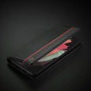 LC.IMEEKE Carbon Fiber PU + TPU Horizontal Flip Leather Case with Holder & Card Slot & Wallet For Samsung Galaxy S21 Ultra 5G(Vertical Black)