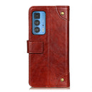 For Motorola Edge 20 Pro Copper Buckle Nappa Texture Horizontal Flip Leather Case with Holder & Card Slots & Wallet(Brown)