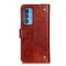 For Motorola Edge 20 Pro Copper Buckle Nappa Texture Horizontal Flip Leather Case with Holder & Card Slots & Wallet(Brown)