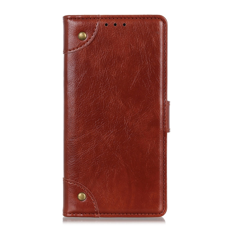 For Motorola Edge 20 Pro Copper Buckle Nappa Texture Horizontal Flip Leather Case with Holder & Card Slots & Wallet(Brown)