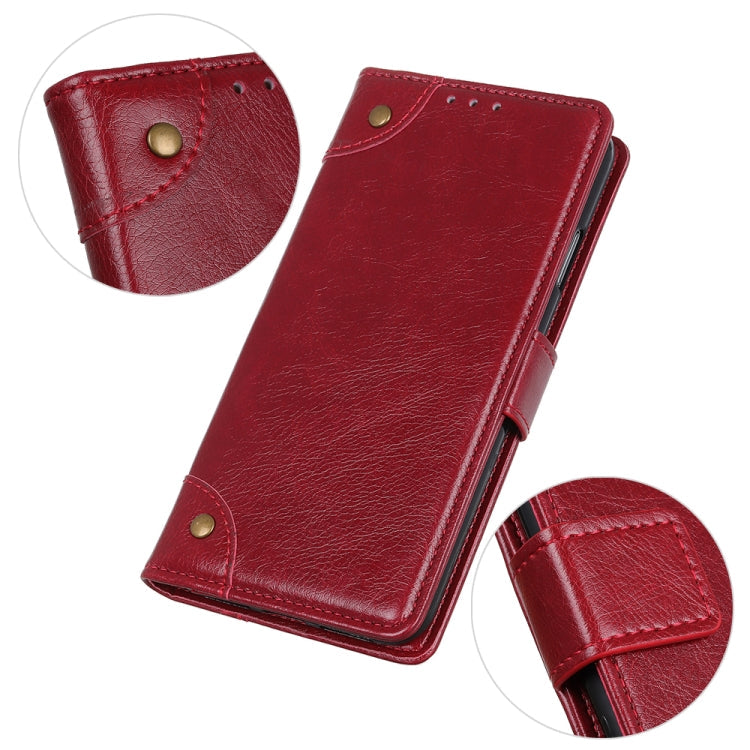 For Motorola Edge 20 Pro Copper Buckle Nappa Texture Horizontal Flip Leather Case with Holder & Card Slots & Wallet(Wine Red)