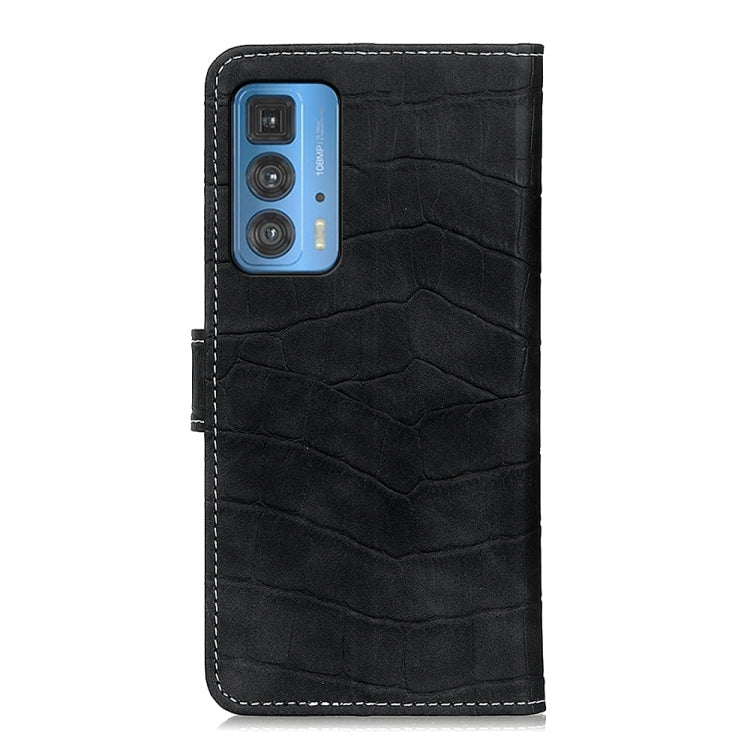 For Motorola Edge 20 Pro Magnetic Crocodile Texture Horizontal Flip Leather Case with Holder & Card Slots & Wallet(Black)