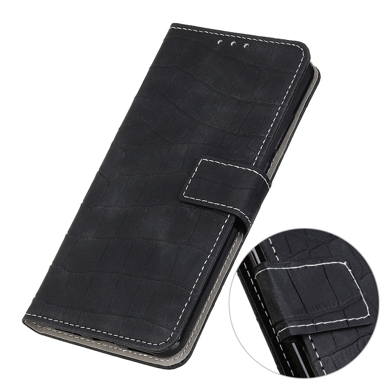 For Motorola Edge 20 Pro Magnetic Crocodile Texture Horizontal Flip Leather Case with Holder & Card Slots & Wallet(Black)