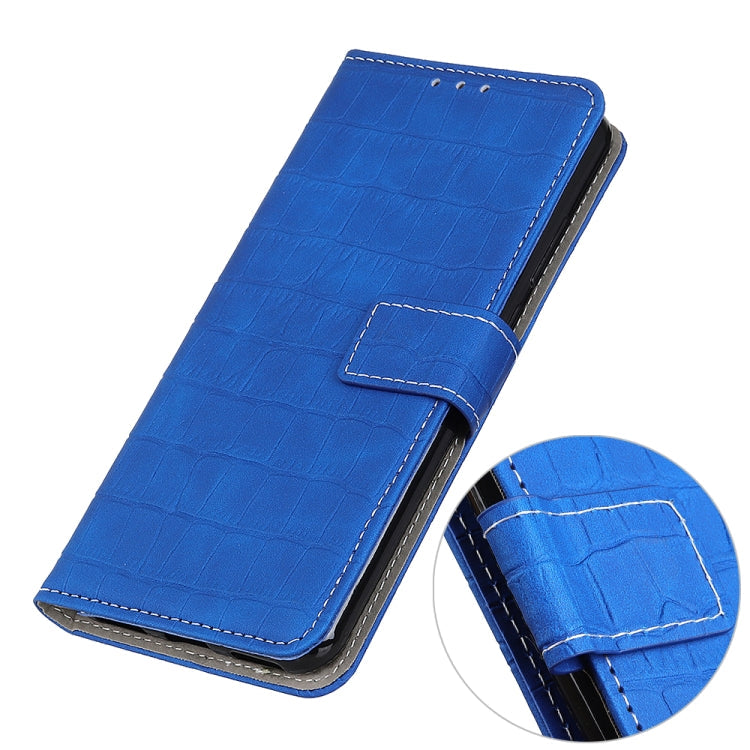 For Motorola Edge 20 Pro Magnetic Crocodile Texture Horizontal Flip Leather Case with Holder & Card Slots & Wallet(Blue)