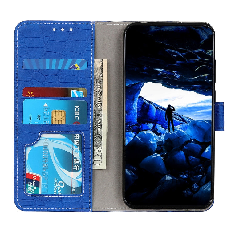 For Motorola Edge 20 Pro Magnetic Crocodile Texture Horizontal Flip Leather Case with Holder & Card Slots & Wallet(Blue)