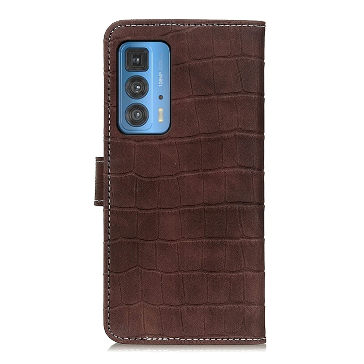 For Motorola Edge 20 Pro Magnetic Crocodile Texture Horizontal Flip Leather Case with Holder & Card Slots & Wallet(Brown)