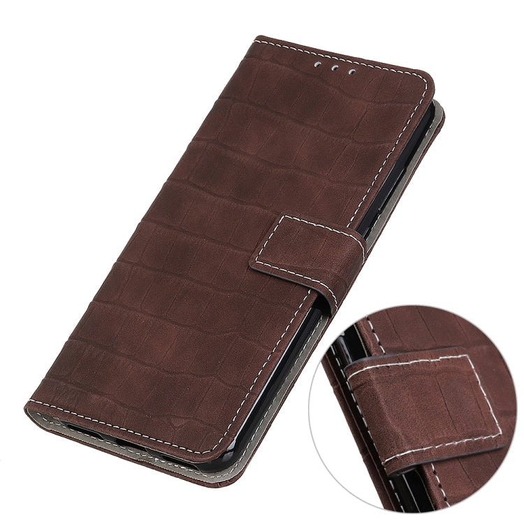 For Motorola Edge 20 Pro Magnetic Crocodile Texture Horizontal Flip Leather Case with Holder & Card Slots & Wallet(Brown)