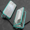 For iPhone 11 Pro Ultra Slim Double Sides Magnetic Adsorption Angular Frame Tempered Glass Magnet Flip Case(Green)