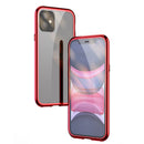 For iPhone 11 Pro Max Ultra Slim Double Sides Magnetic Adsorption Angular Frame Tempered Glass Magnet Flip Case(Gold)