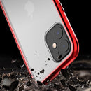 For iPhone 11 Pro Max Ultra Slim Double Sides Magnetic Adsorption Angular Frame Tempered Glass Magnet Flip Case(Green)