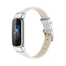 For Fitbit Luxe Leather Watch Band, Size:S(White)