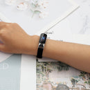 For Fitbit Luxe Leather Watch Band, Size:S(Black)