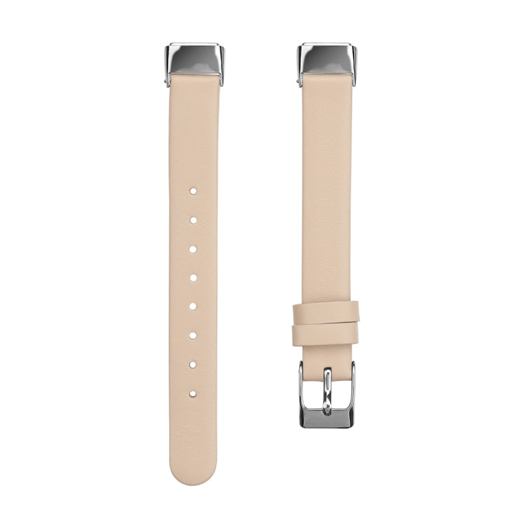 For Fitbit Luxe Leather Watch Band, Size:S(Apricot)
