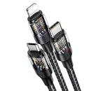 USAMS US-SJ511 U71 PD 100W USB-A to USB-C / Type-C to 8 Pin + USB-C / Type-C + Micro USB Two-to-three Aluminum Alloy Fast Charging Data Cable, Length(Black)