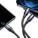 USAMS US-SJ511 U71 PD 100W USB-A to USB-C / Type-C to 8 Pin + USB-C / Type-C + Micro USB Two-to-three Aluminum Alloy Fast Charging Data Cable, Length(Black)