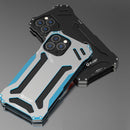 R-JUST Shockproof Armor Metal Protective Case For iPhone 13 Pro Max(Blue)