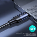 USAMS US-SJ524 U71 USB-C / Type-C to USB-C / Type-C 100W PD Fast Charging Aluminum Alloy Data Cable, Length:1.2m(Black)
