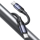 USAMS US-SJ526 U71 USB-C / Type-C to USB-C / Type-C 100W PD Fast Charging Aluminum Alloy Data Cable, Length:3m(Black)