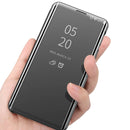 Plated Mirror Horizontal Flip Leather Case with Holder For iPhone 13 mini(Black)