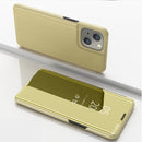 Plated Mirror Horizontal Flip Leather Case with Holder For iPhone 13 mini(Gold)