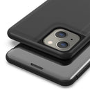 Plated Mirror Horizontal Flip Leather Case with Holder For iPhone 13(Silver)