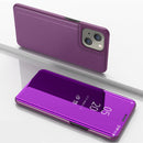 Plated Mirror Horizontal Flip Leather Case with Holder For iPhone 13(Purple)
