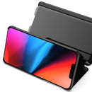 Plated Mirror Horizontal Flip Leather Case with Holder For iPhone 13(Purple Blue)