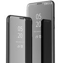 Plated Mirror Horizontal Flip Leather Case with Holder For iPhone 13 Pro(Black)