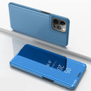 Plated Mirror Horizontal Flip Leather Case with Holder For iPhone 13 Pro(Blue)