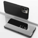 Plated Mirror Horizontal Flip Leather Case with Holder For iPhone 13 Pro Max(Black)