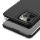 Plated Mirror Horizontal Flip Leather Case with Holder For iPhone 13 Pro Max(Black)